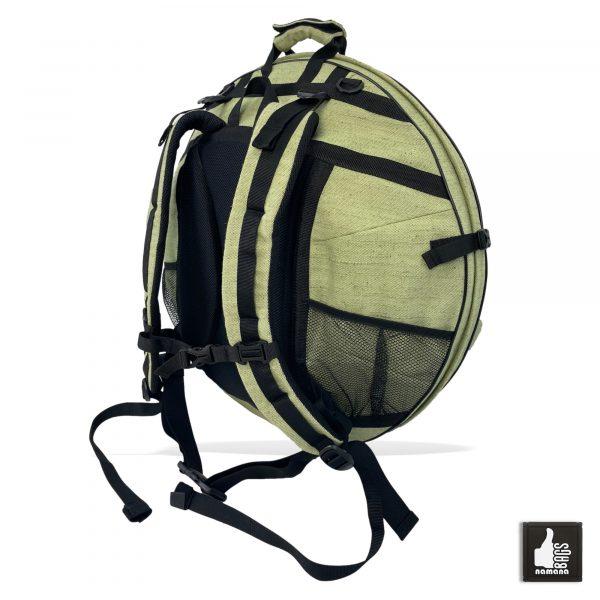 ST-H03 Handpan backpack • armored case • orthopedic back • bottom pocket • mesh pockets • light green sailcloth | EU