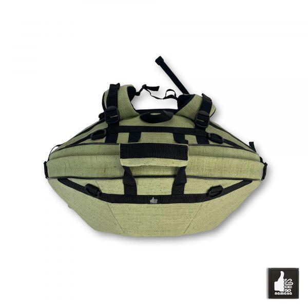 ST-H03 Handpan backpack • armored case • orthopedic back • bottom pocket • mesh pockets • light green sailcloth | EU