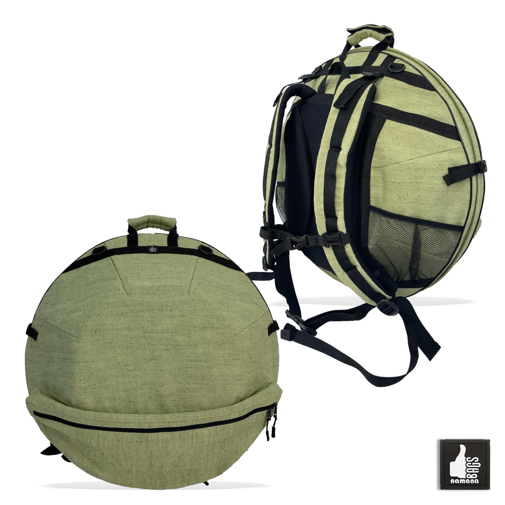 ST-H03 Handpan backpack • armored case • orthopedic back • bottom pocket • mesh pockets • light green sailcloth | EU