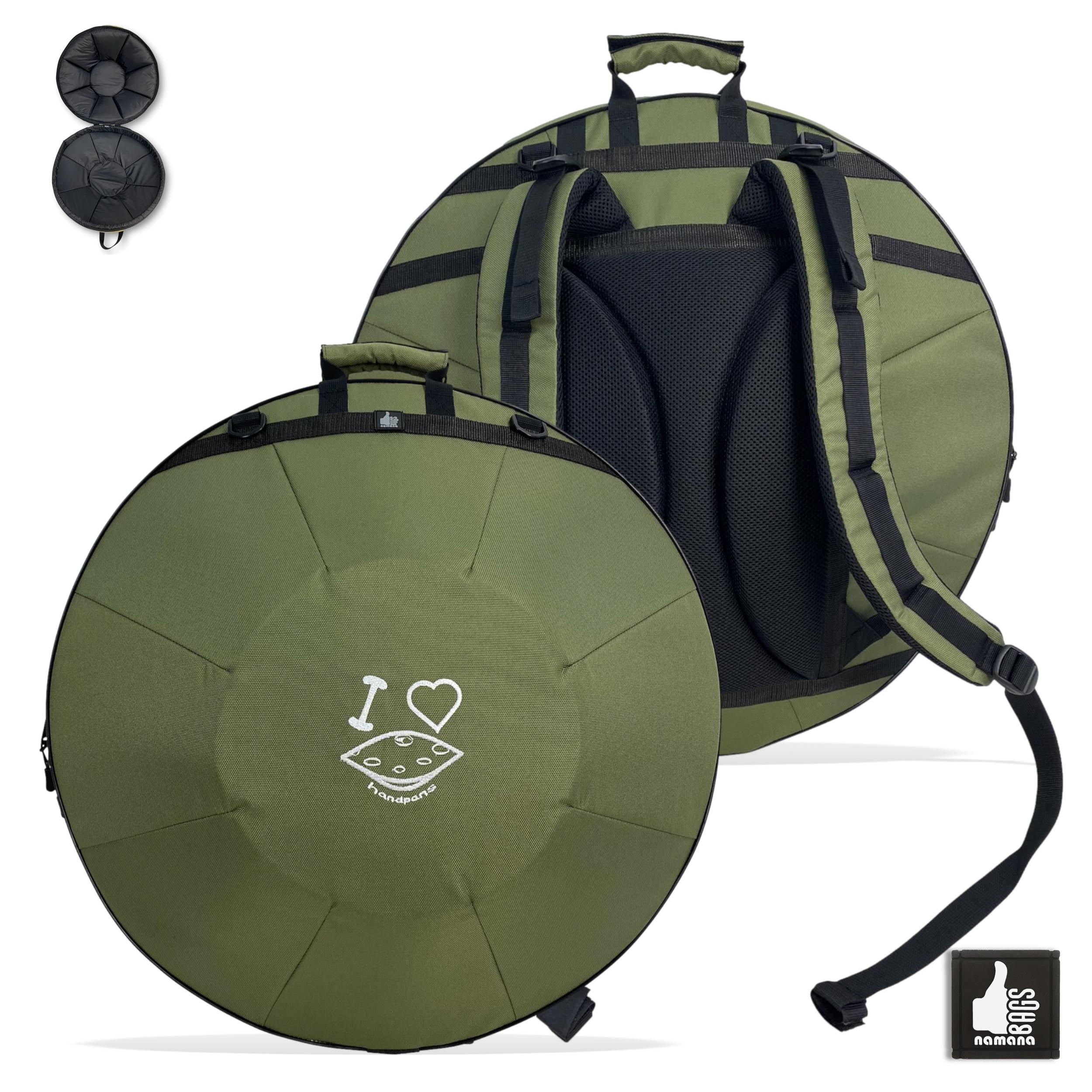 ST-H01-Panda+TOPsyn Handpan simple backpack • soft case • orthopedic back • olive green | EU