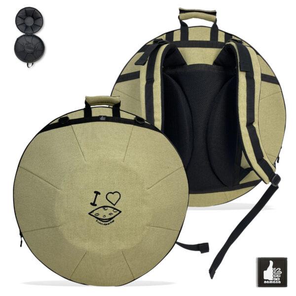 ST-H01-Panda+TOPsyn Handpan simple backpack • soft case • orthopedic back • natural sailcloth | EU