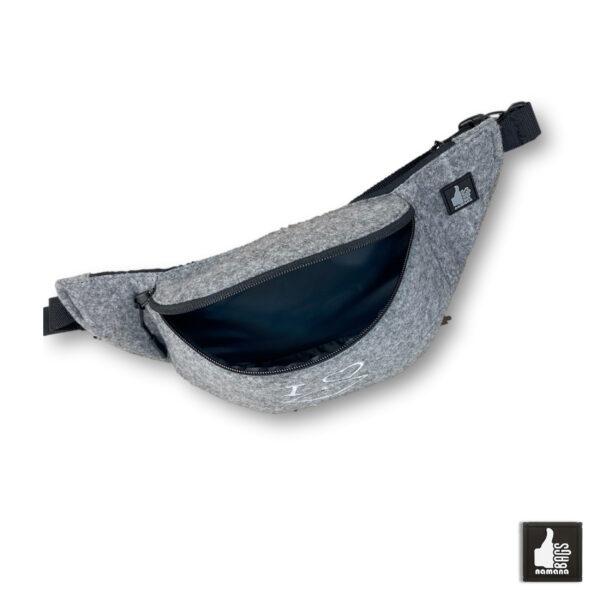 Travel-Banana • Universal Waist Bag • Belt Bag • Fanny Pack • Light Grey Felt • I-Love-Handpan | EU