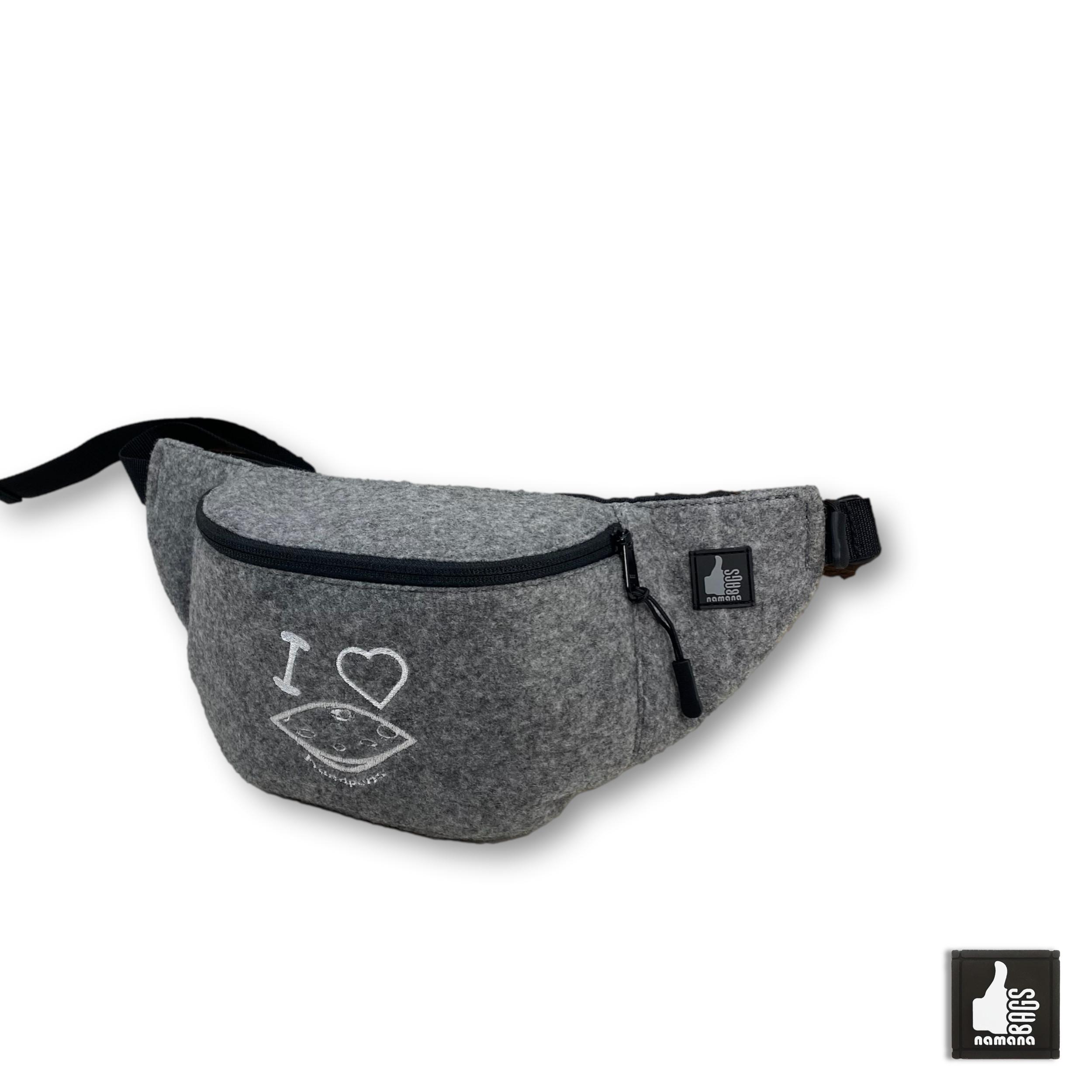 Travel-Banana • Universal Waist Bag • Belt Bag • Fanny Pack • Light Grey Felt • I-Love-Handpan | EU