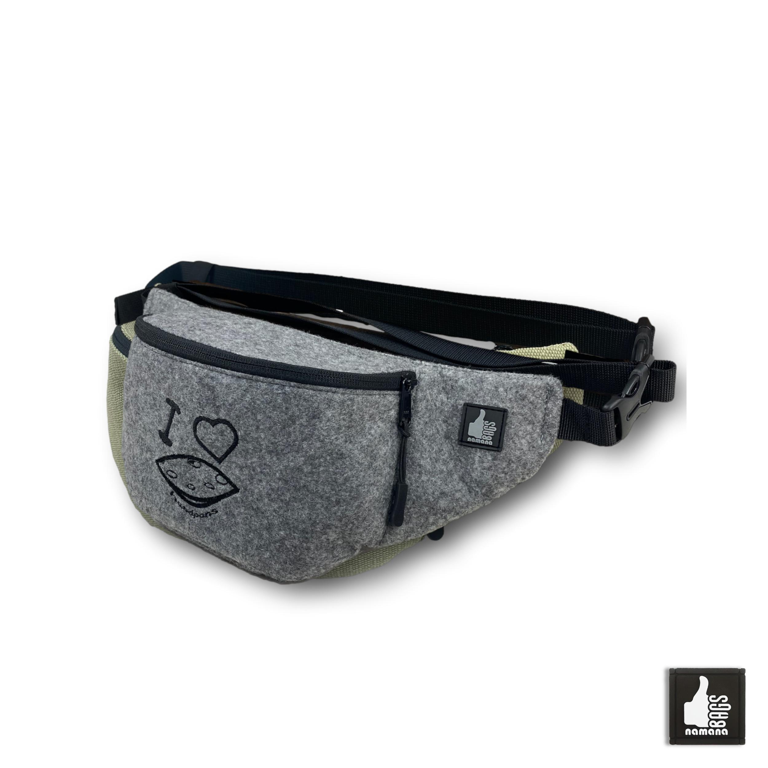 Travel-Banana • Universal Waist Bag • Belt Bag • Fanny Pack • Light Grey Felt • I-Love-Handpan | EU