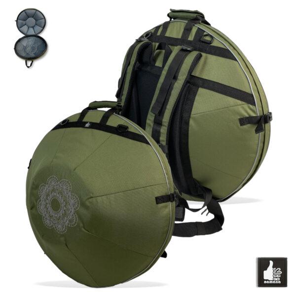 ST-H01+TOPsyn Handpan backpack • case • orthopedic back • olive • Mandala | EU