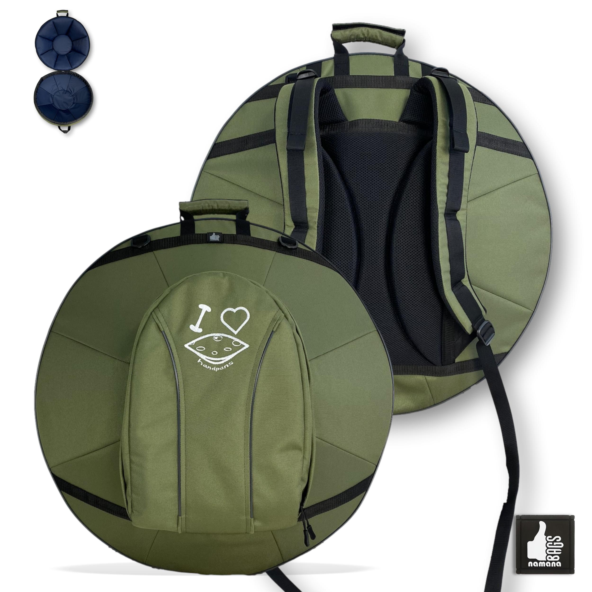 ST-H01-Panda+TOPsyn Handpan simple backpack • soft case • orthopedic back • main pocket • olive green | UA