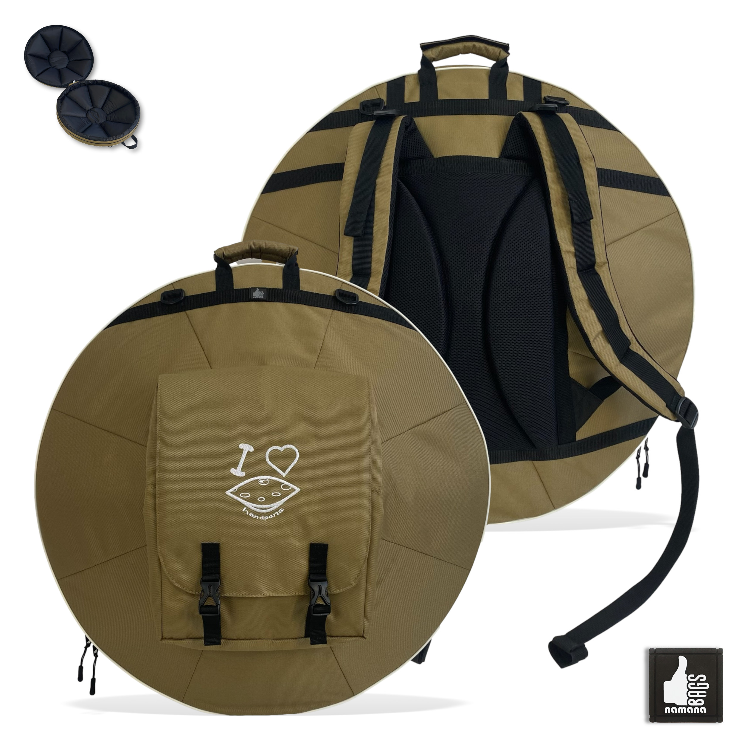 ST-H01-Panda+syn Handpan simple backpack • soft case • orthopedic back • design pocket • beige | UA