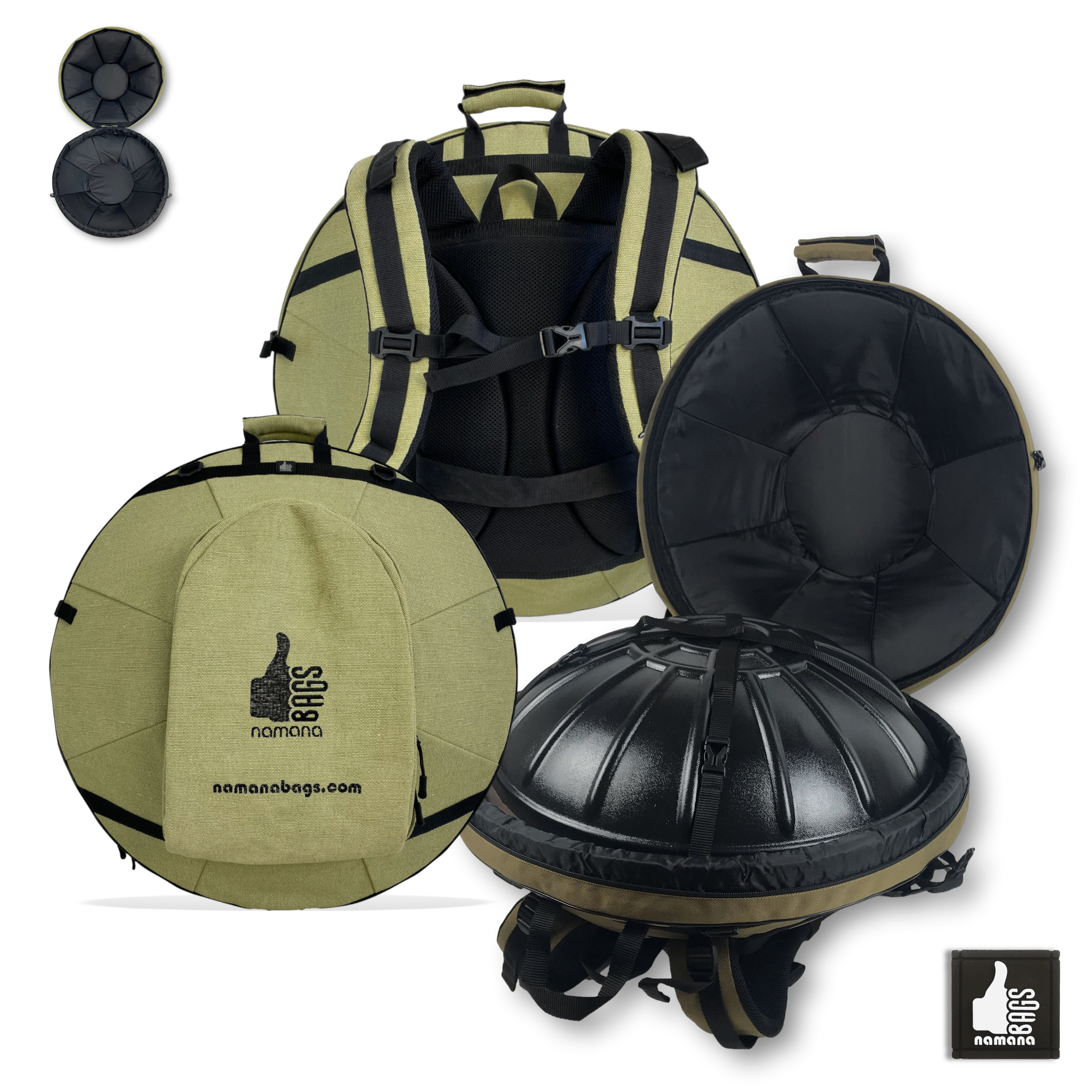 ST-H01+TOPNamaShell Handpan backpack • case • orthopedic back • vertical pocket • travel strap • sailcloth | EU