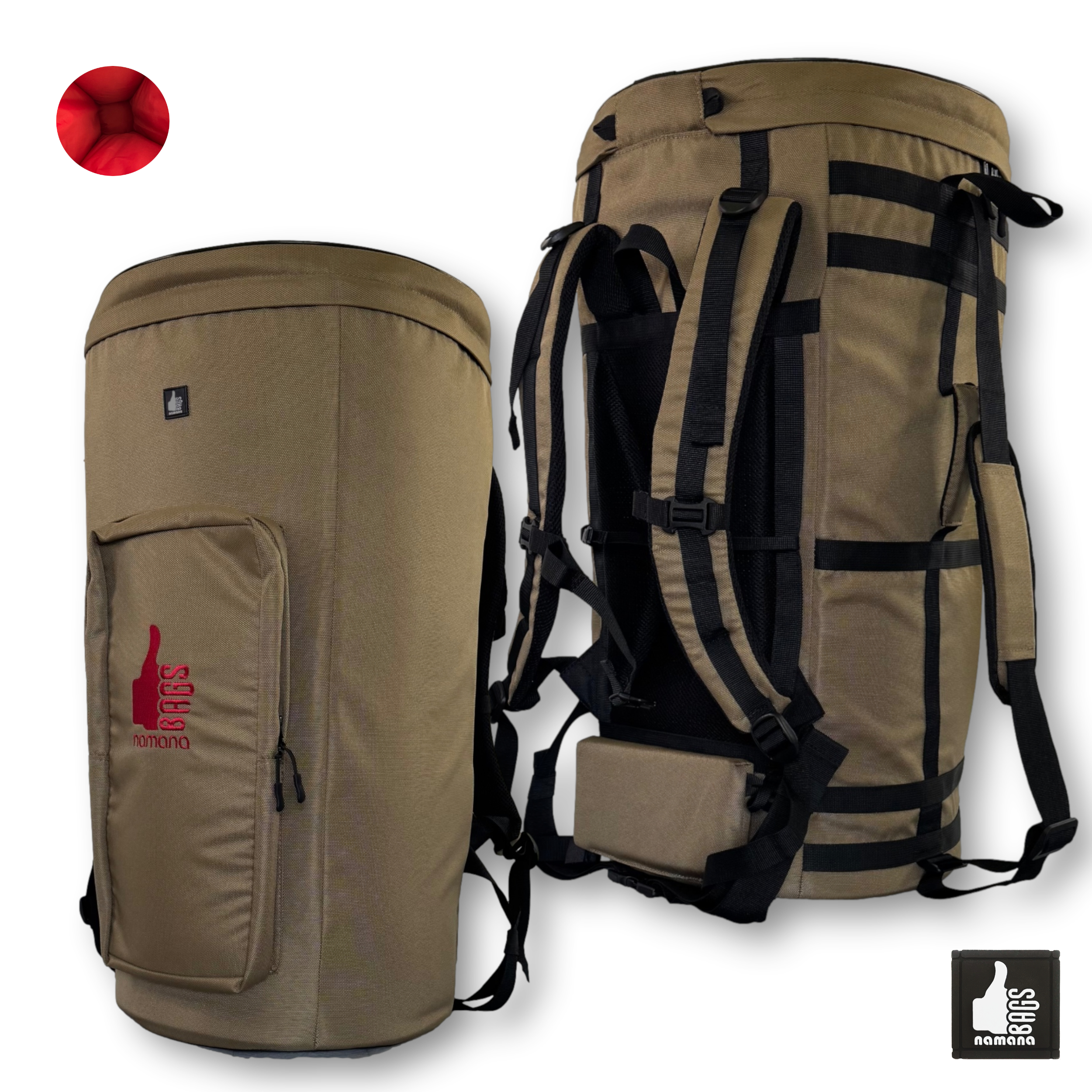 ST-D02-BP Djembe backpack • case • orthopedic back • pocket • beige • red | UA
