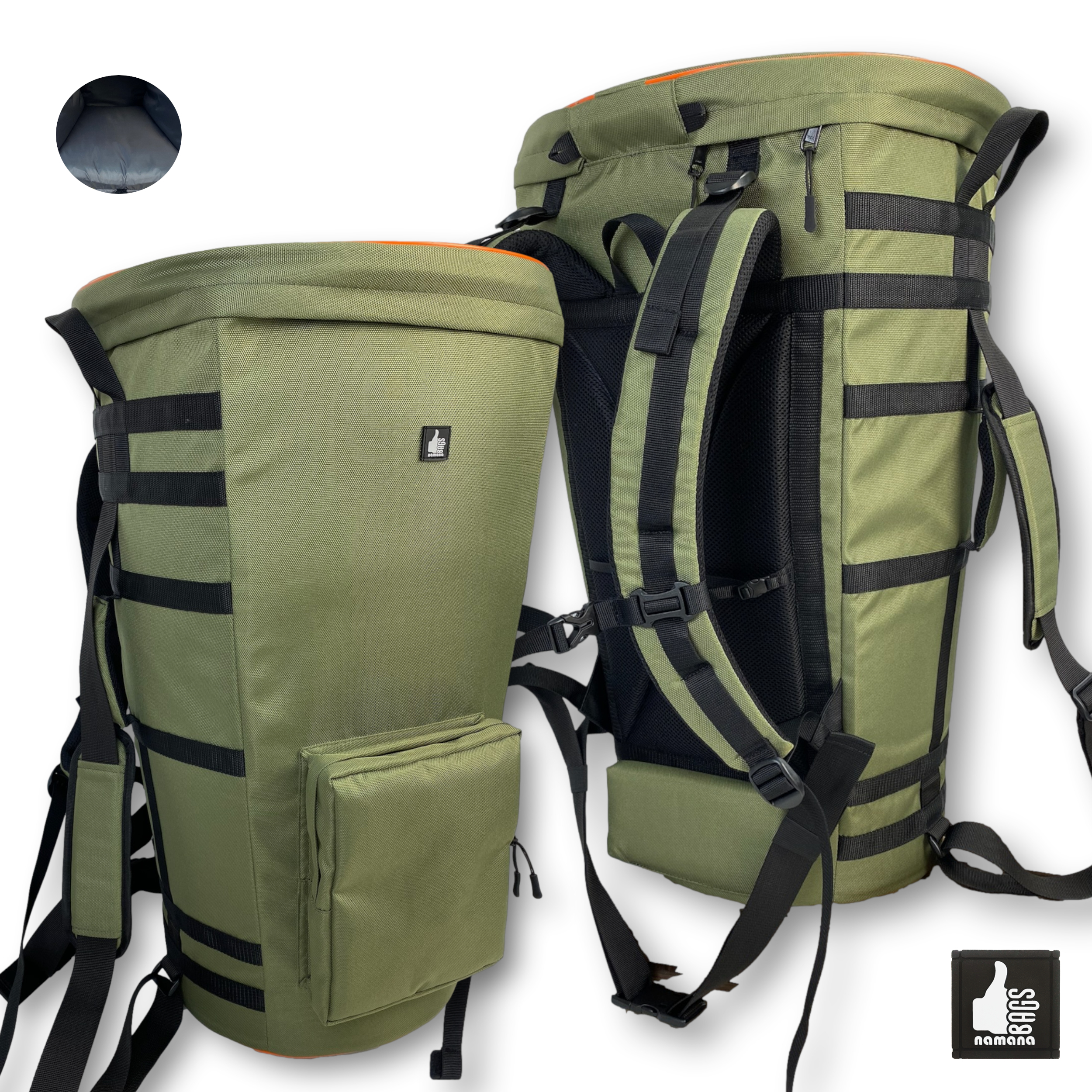 ST-D02-BP Djembe backpack • case • orthopedic back • pocket • olive green • grey | UA