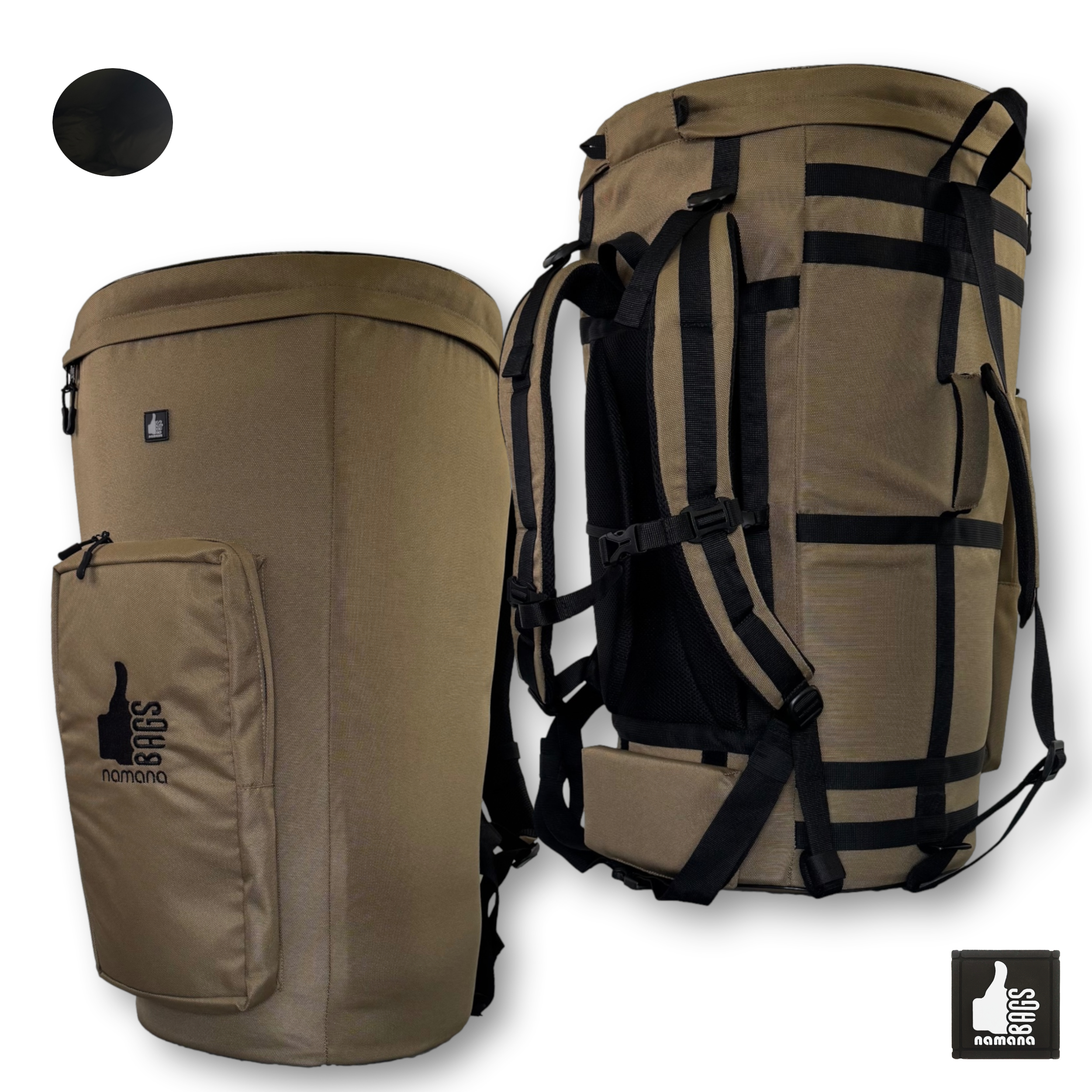 ST-D02-BP Djembe backpack • case • orthopedic back • pocket • beige • black | US