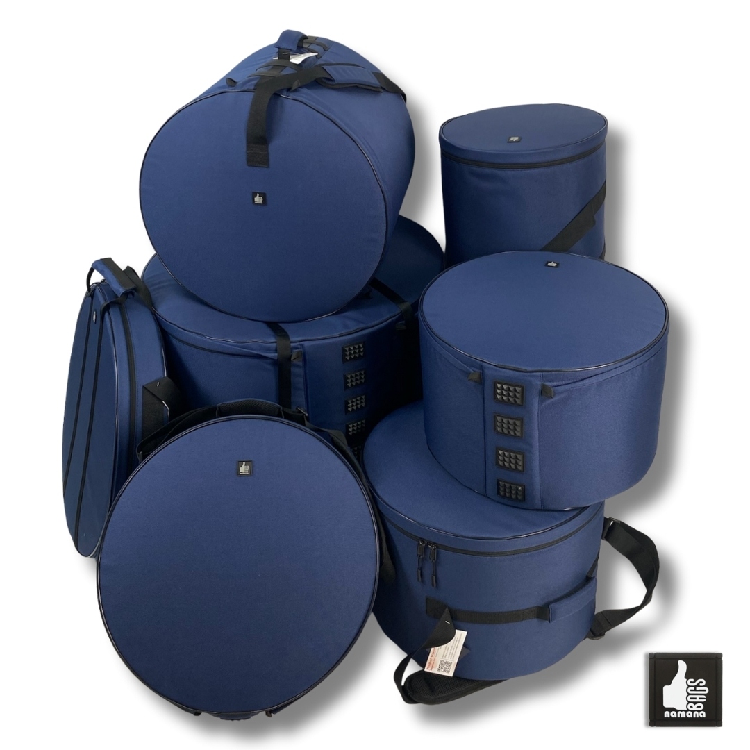 ST-DS01-SET7-syn 7-piece Drum Kit Bags • carry case • lightweight • Drum Set • dark blue | EU